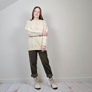 Vintage 80s 90s LL Bean Wool Chunky Sweater Cream Large